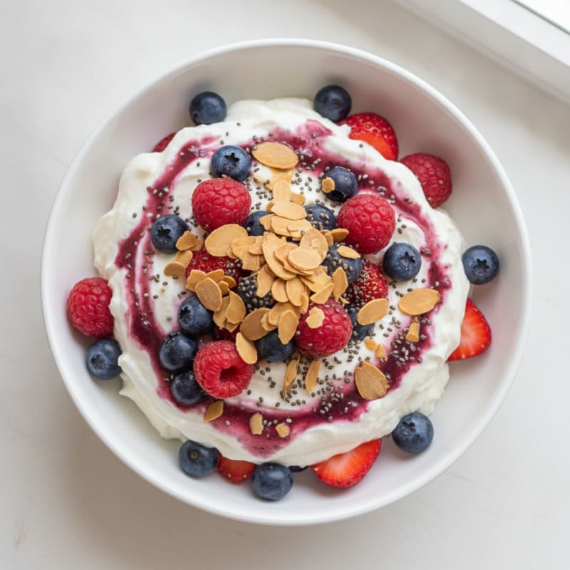 Greek Yogurt Protein Parfait with Mixed Berries