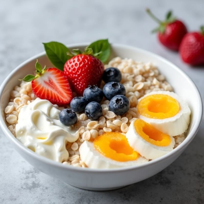 Egg White Oatmeal with Cottage Cheese and Berries