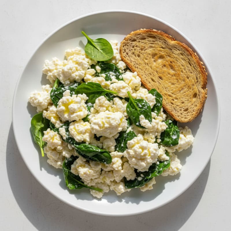 Egg White and Spinach Scramble with Cottage Cheese