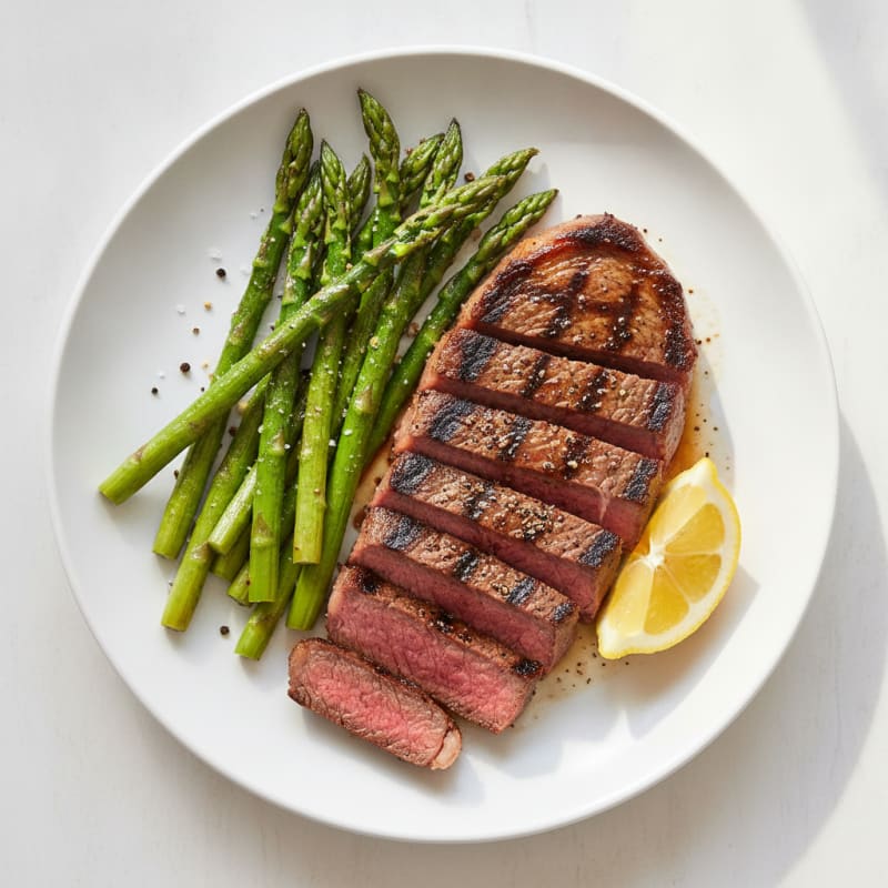 Grilled Steak with Roasted Asparagus