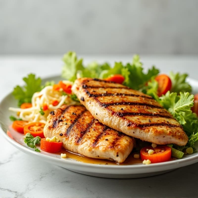 Grilled Chicken Breast with Crunchy Cabbage Slaw