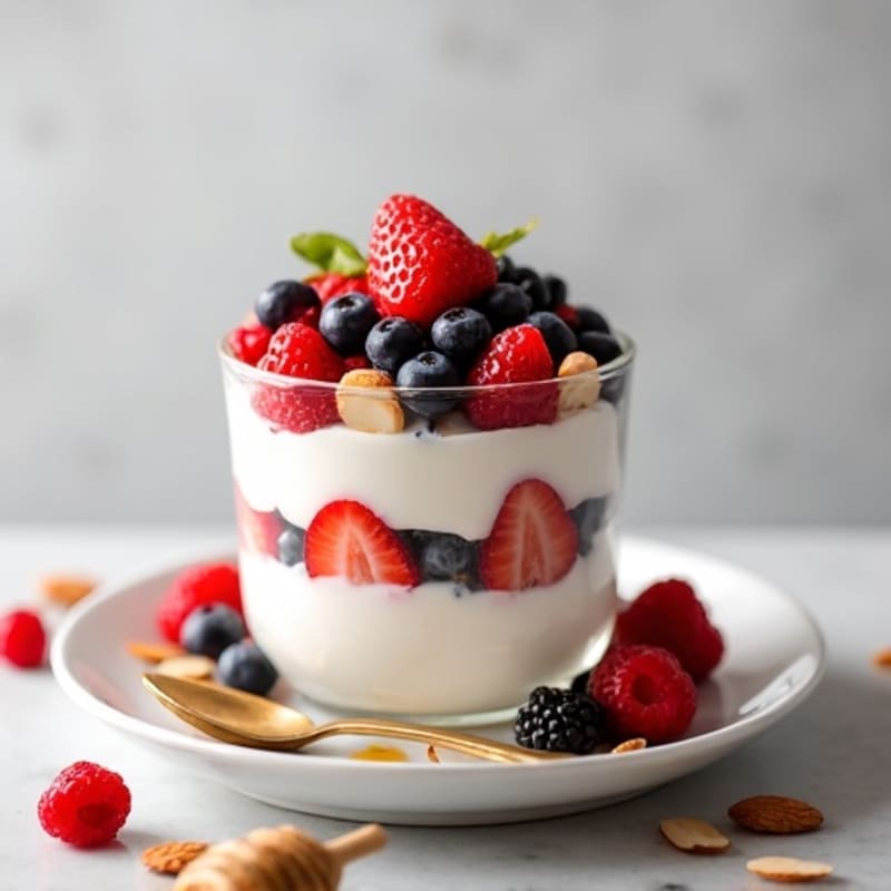 Greek Yogurt Protein Parfait with Berries and Almonds