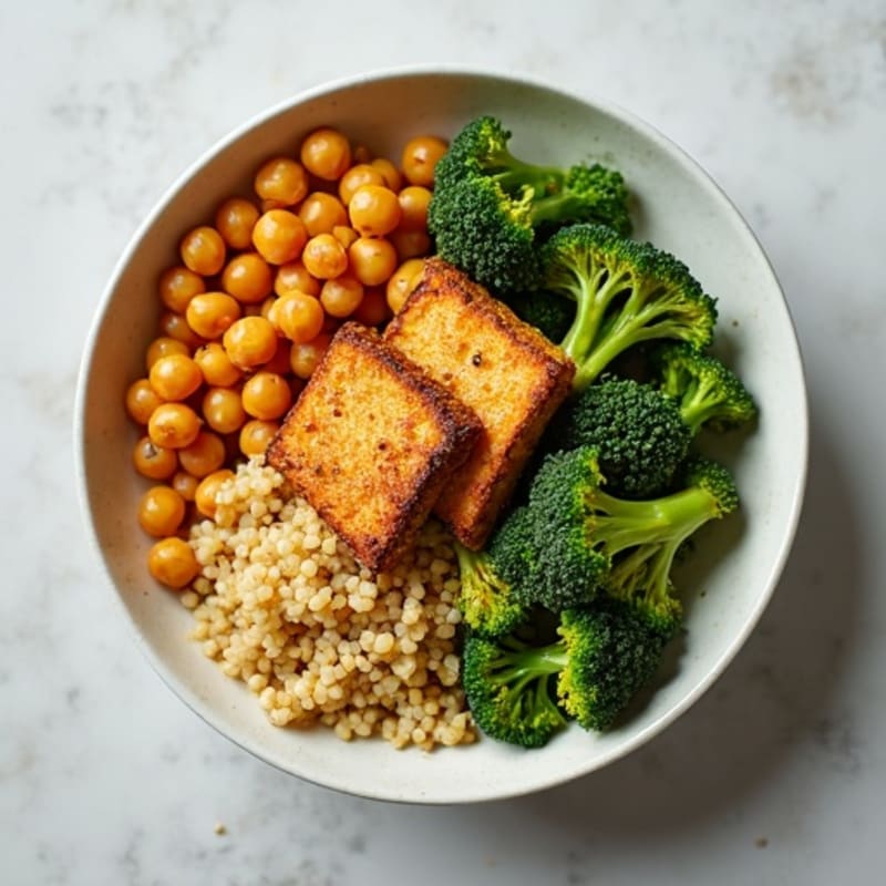 Crispy Chickpea and Quinoa Power Bowl with Roasted Broccoli