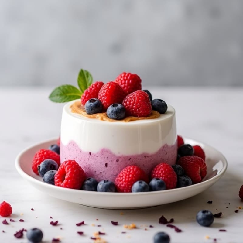 Greek Yogurt Protein Mousse with Mixed Berries