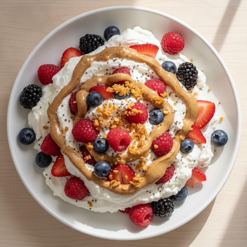 Greek Yogurt Protein Mousse with Mixed Berries