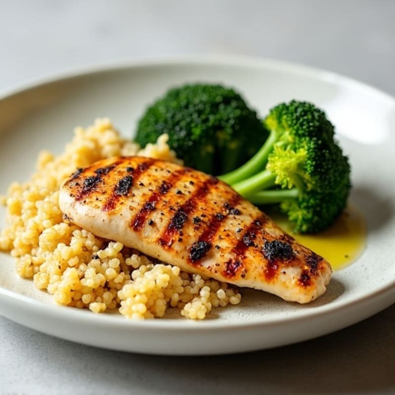 Grilled Chicken Breast with Quinoa and Steamed Broccoli