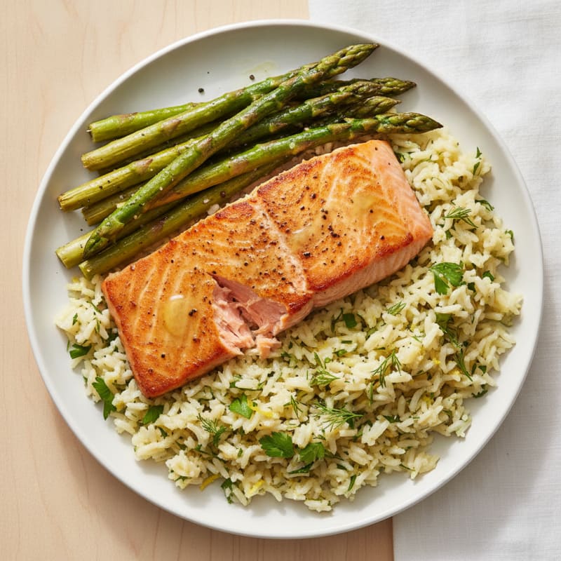 Pan-Seared Salmon with Lemon-Herb Rice