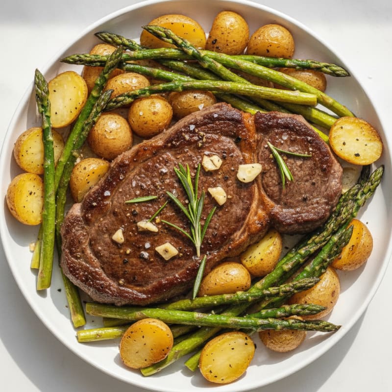 Garlic Herb Steak with Roasted Asparagus