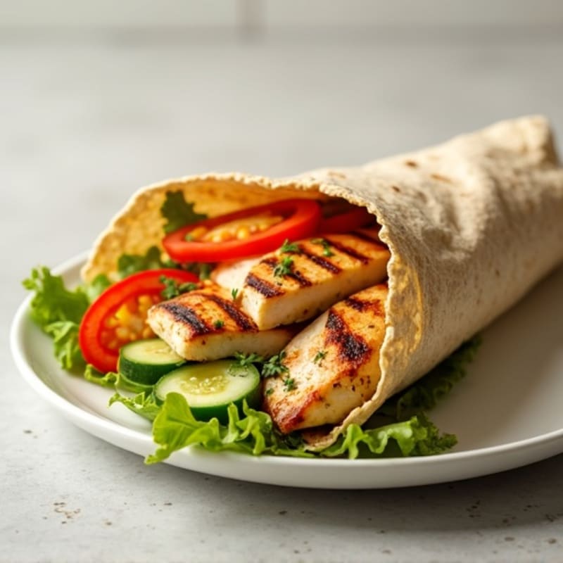 Lean Grilled Chicken Whole Wheat Wrap with Crisp Veggies