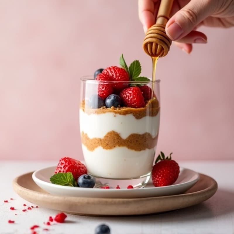 Greek Yogurt Protein Parfait with Almond Butter and Berries