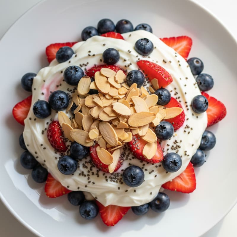 Greek Yogurt Protein Parfait with Berries and Almonds