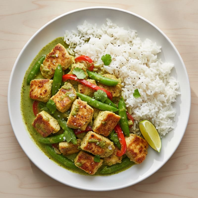 Green Curry Chicken with Coconut Rice