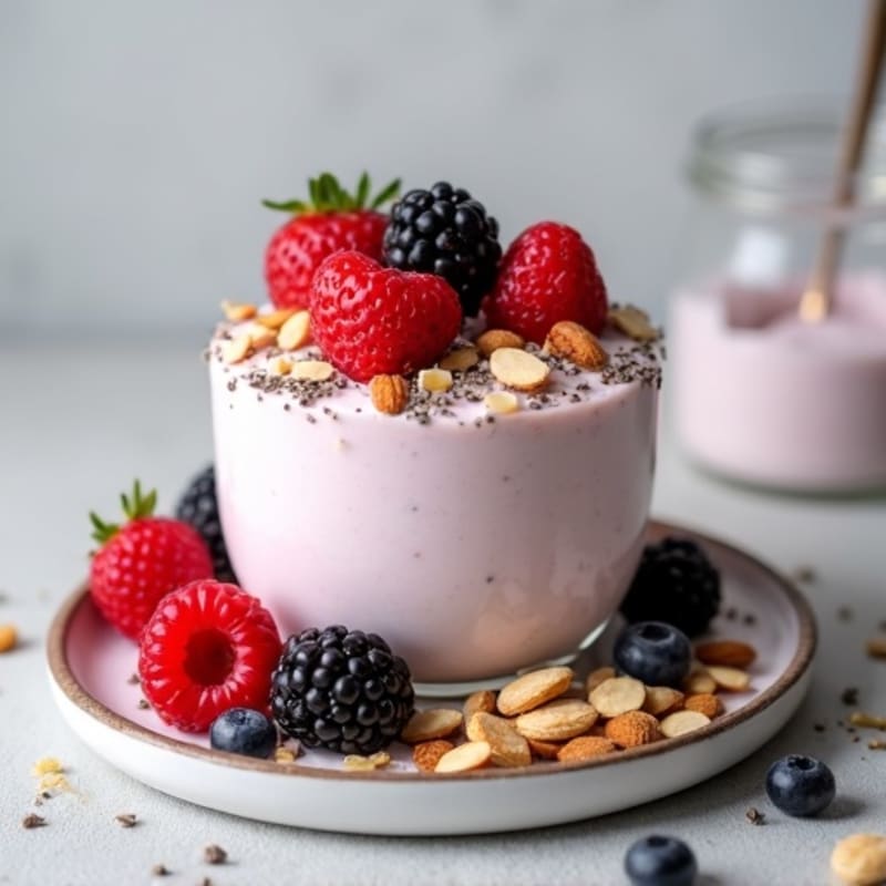 Greek Yogurt Protein Mousse with Mixed Berries