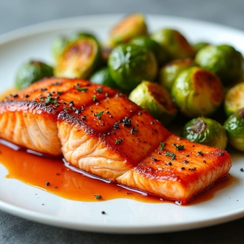 Spicy Sriracha-Glazed Salmon with Crispy Brussels