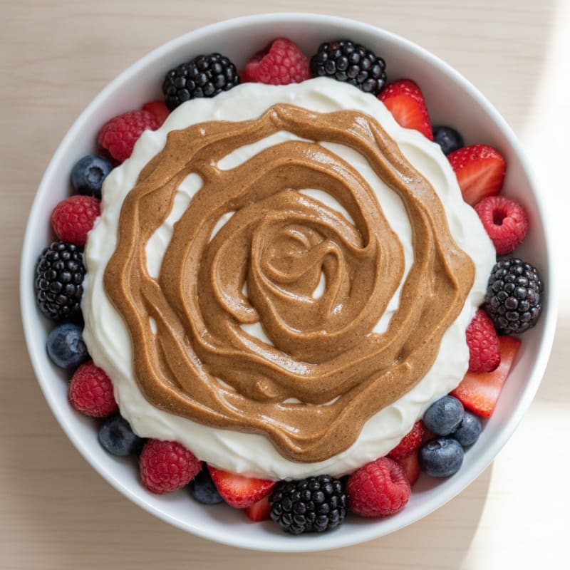 Greek Yogurt Protein Parfait with Mixed Berries and Almond Butter