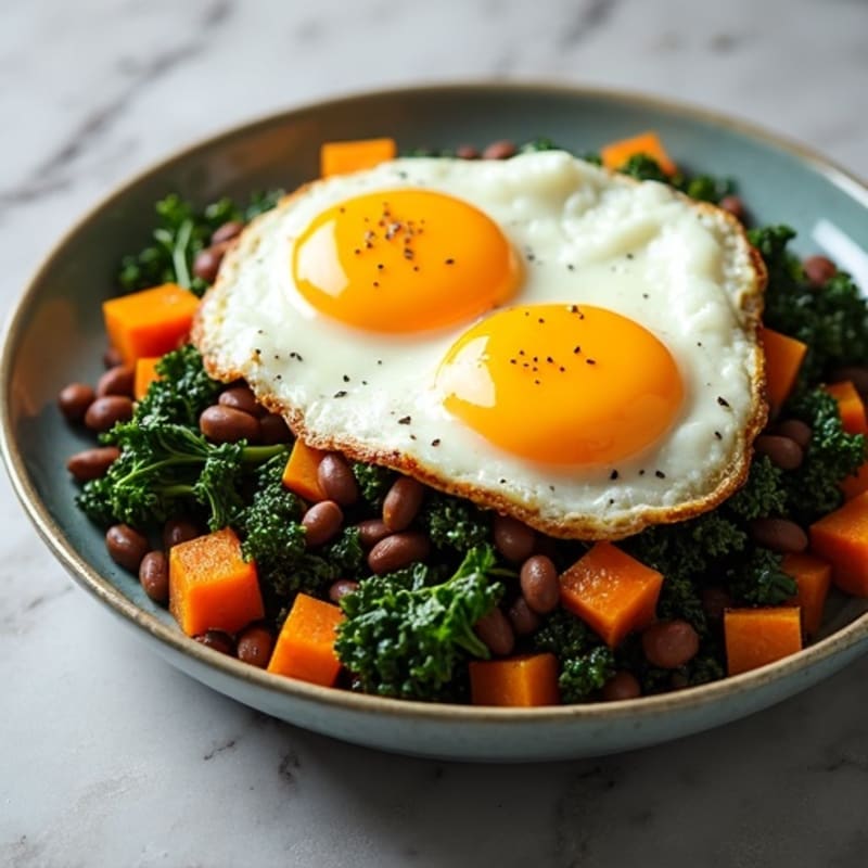 Sweet Potato and Kale Hash with Sunny-Side Up Eggs