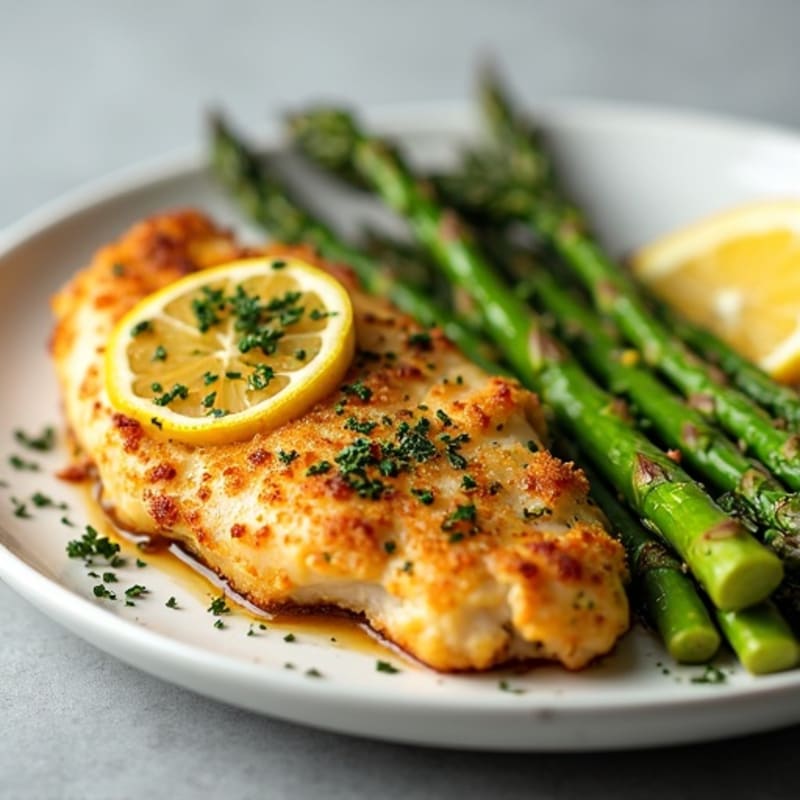 Crispy Lemon-Herb Chicken with Roasted Asparagus