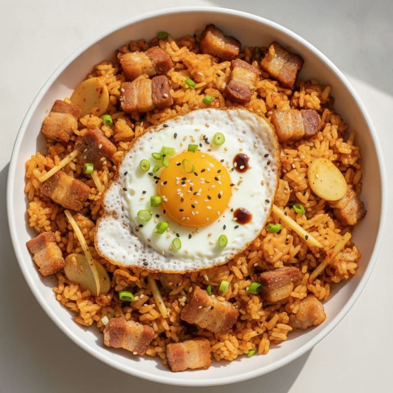 Kimchi Fried Rice with Pork Belly