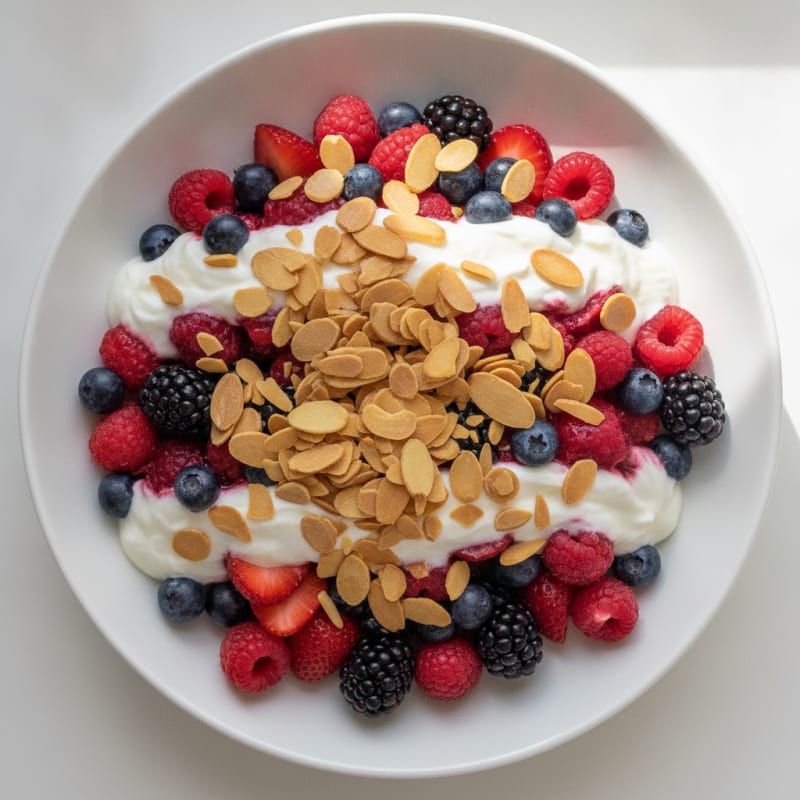 Silky Greek Yogurt Protein Parfait with Mixed Berries