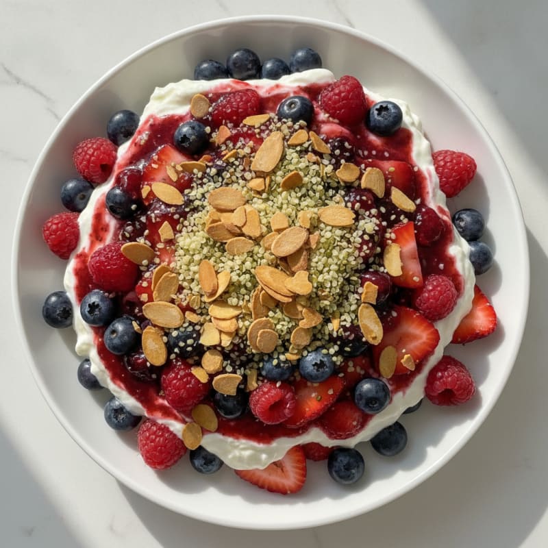 Silky Protein Yogurt Parfait with Mixed Berries