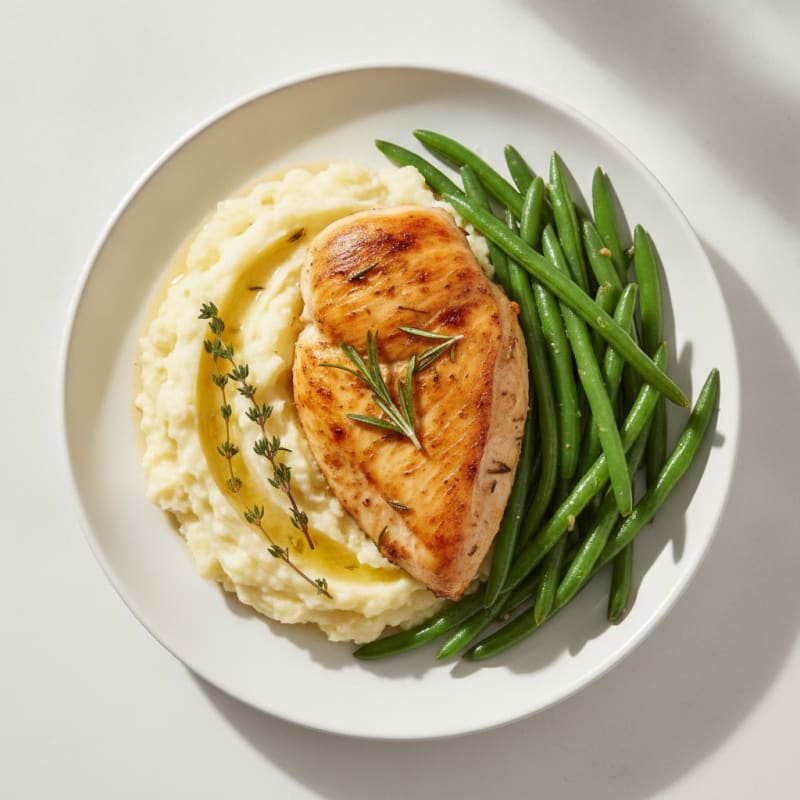 Herb-Baked Chicken Breast with Garlic Mashed Potatoes