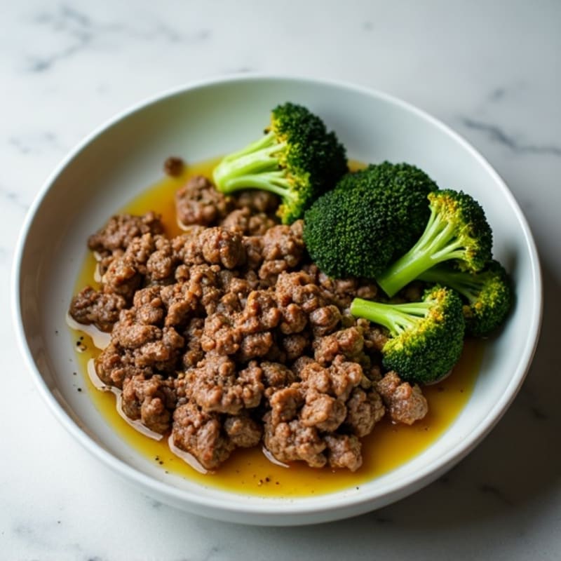 Lean Ground Beef with Crispy Roasted Broccoli