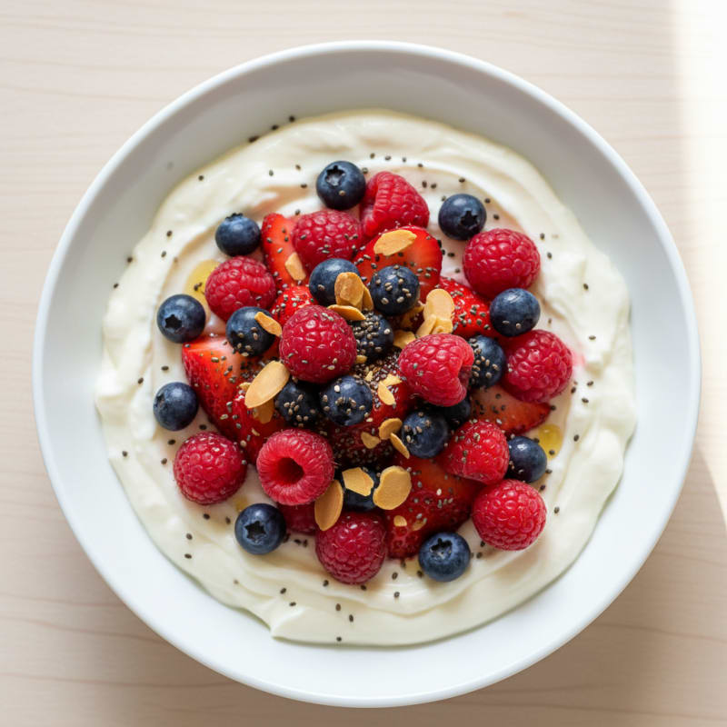 Silky Greek Yogurt Protein Pudding with Mixed Berries