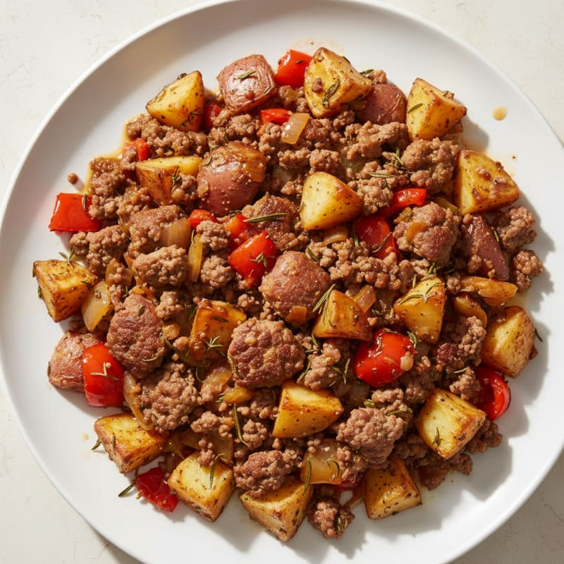 Herb-Roasted Ground Beef and Potato Skillet