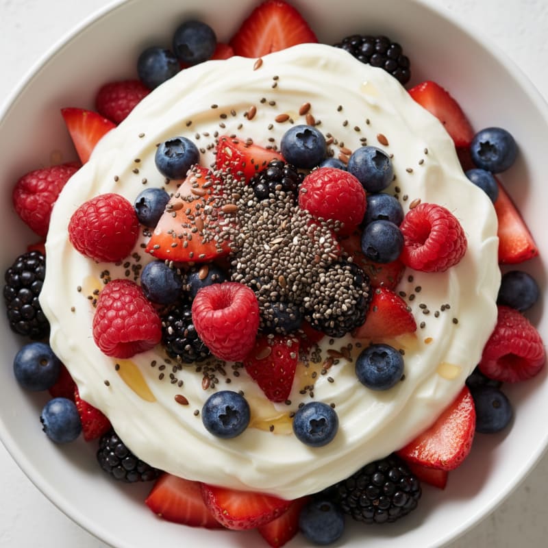 Vanilla Greek Yogurt Protein Parfait with Mixed Berries