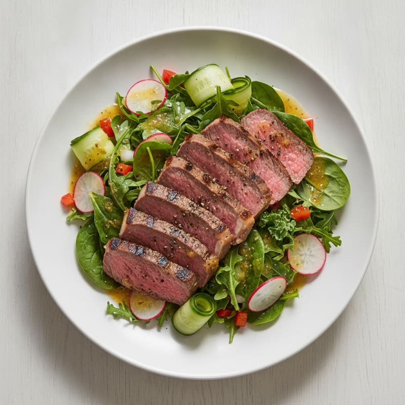 Grilled Beef Steak Salad with Crunchy Vegetables