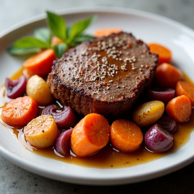 Tender Smoky Brisket with Roasted Root Vegetables