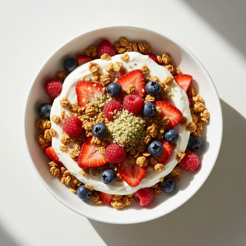 Greek Yogurt Parfait with Protein Granola and Berries