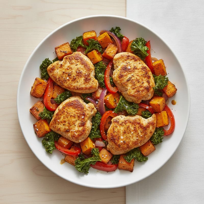 Roasted Sweet Potato and Chicken Skillet