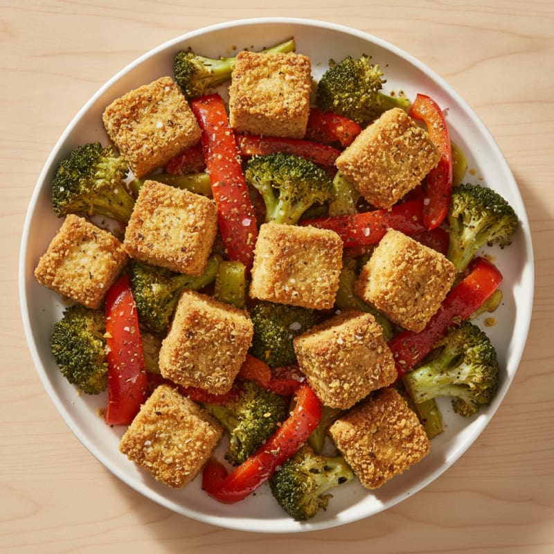 Garlic-Herb Baked Tofu with Roasted Vegetables
