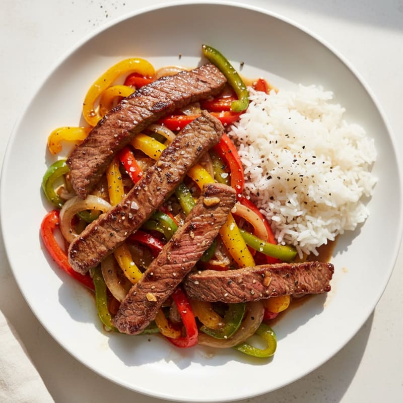 Pan-Seared Flank Steak with Bell Peppers