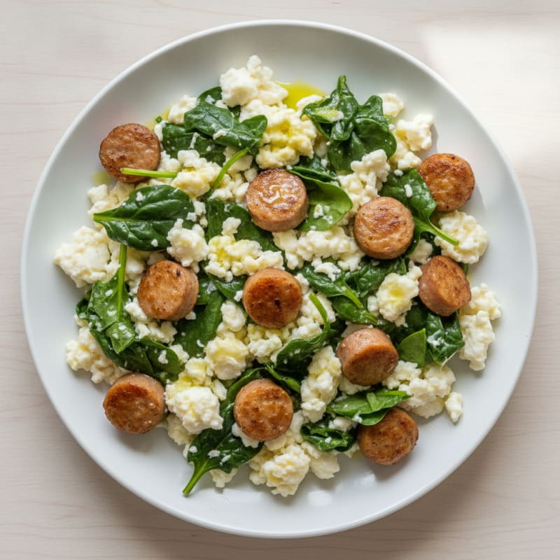 Egg White Scramble with Spinach and Turkey Sausage