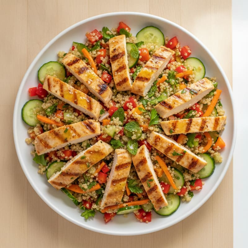 Grilled Chicken and Quinoa Salad with Crunchy Vegetables