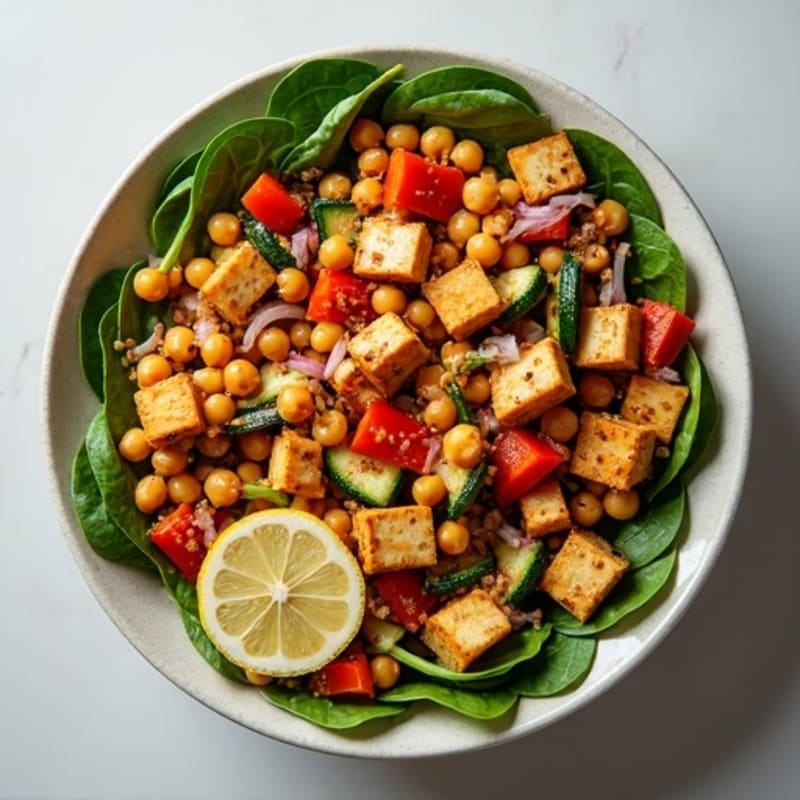 Roasted Chickpea and Vegetable Bowl with Lemon-Tahini Dressing