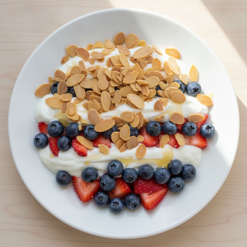 Greek Yogurt Parfait with Fresh Berries and Almonds