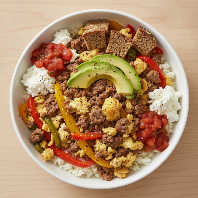 Ground Beef and Egg Scramble Bowl