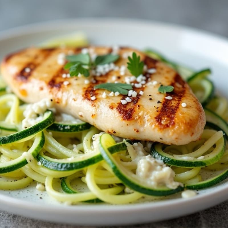 Creamy Protein-Packed Chicken Alfredo with Zucchini Noodles