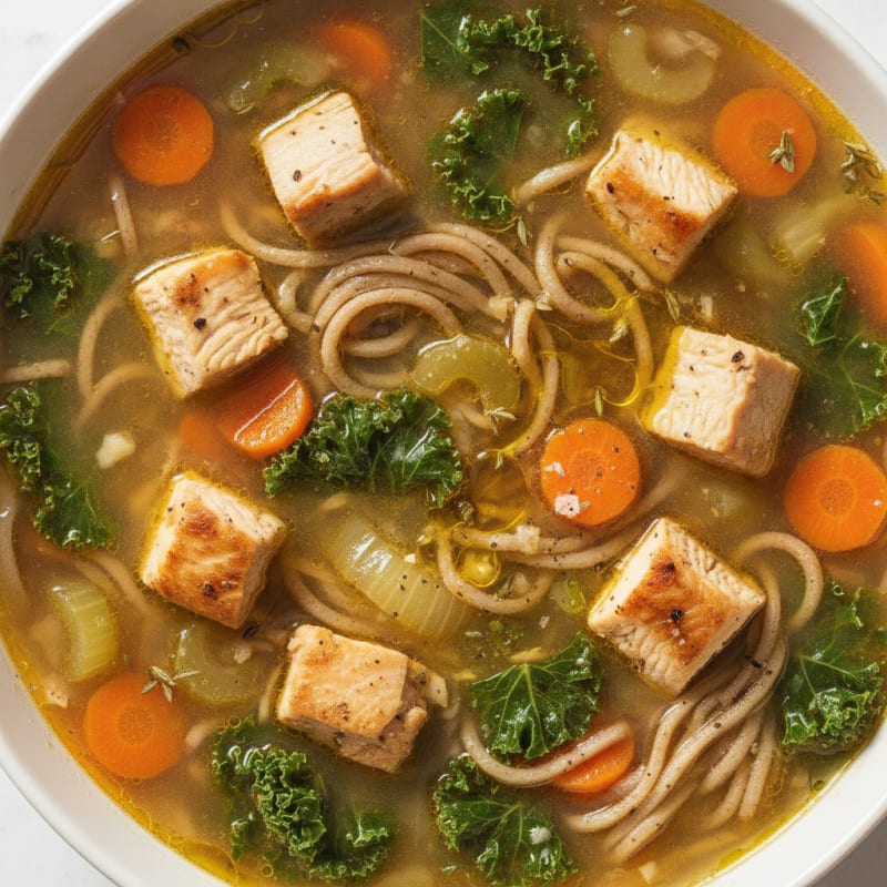 Hearty Chicken and Soba Vegetable Soup