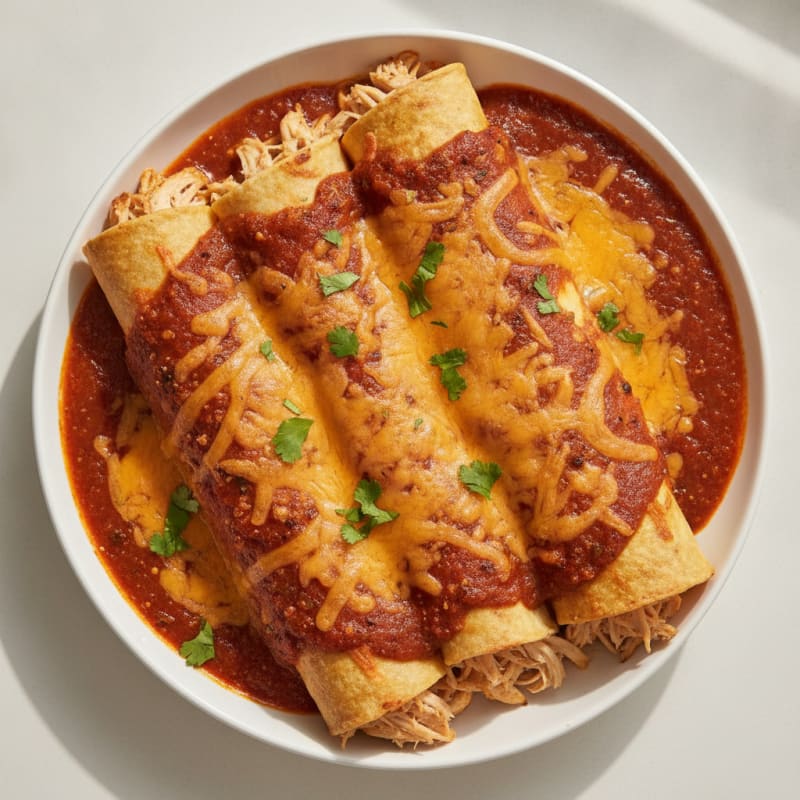 Chicken Enchiladas with Red Chili Sauce