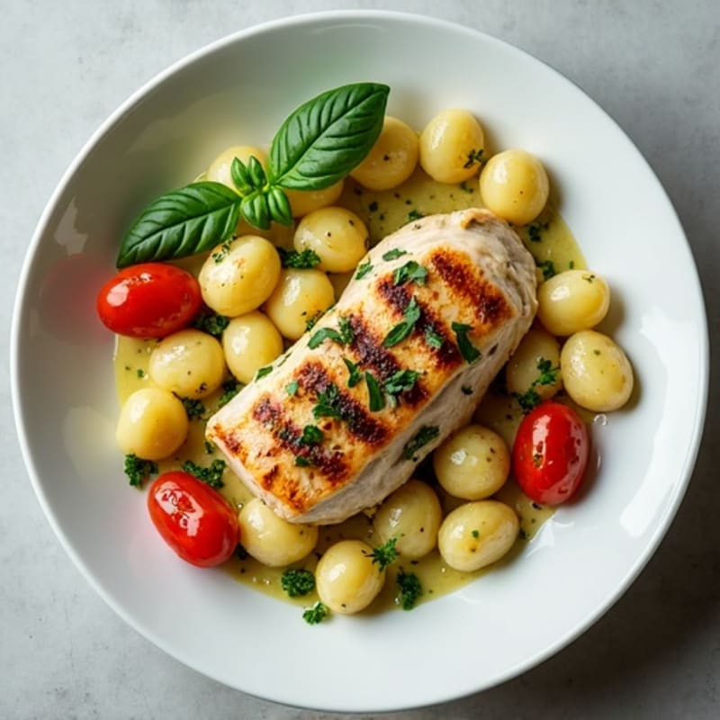Creamy Basil Pesto Gnocchi with Roasted Tomatoes