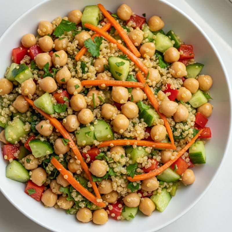 Chickpea and Quinoa Salad with Crunchy Vegetables