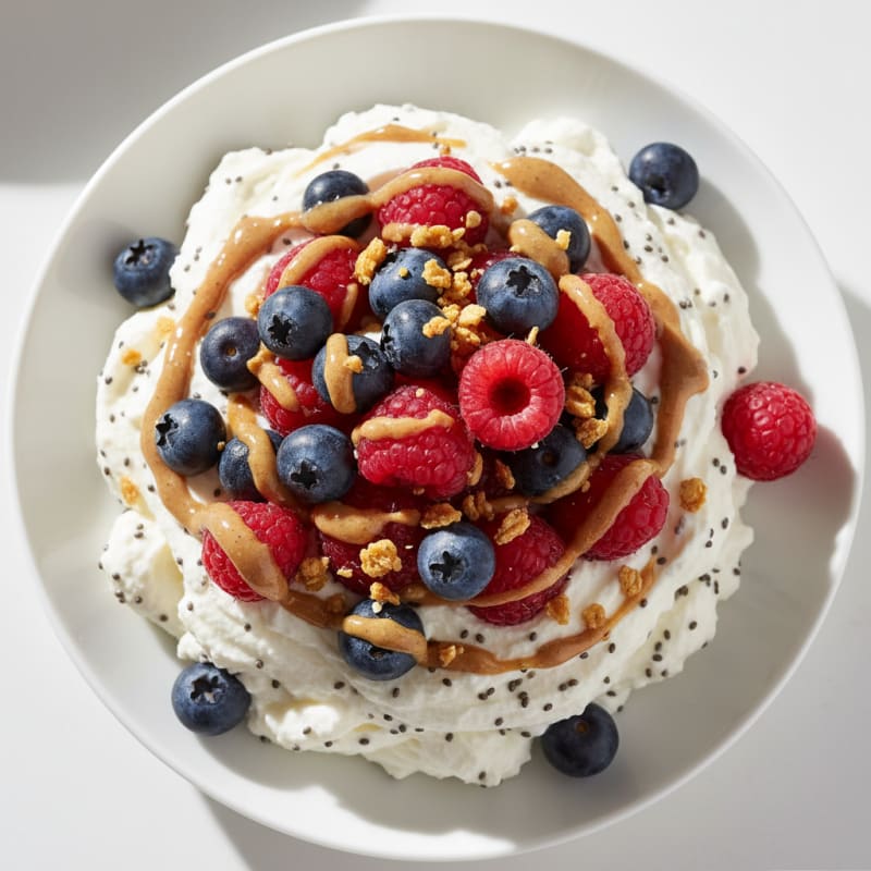 Greek Yogurt Protein Mousse with Mixed Berries
