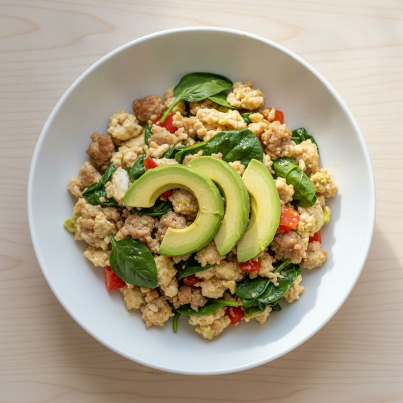 Egg White Veggie Scramble with Turkey Sausage