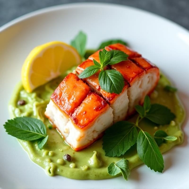 Lemon Herb Poached Lobster with Creamy Avocado and Crisp Greens