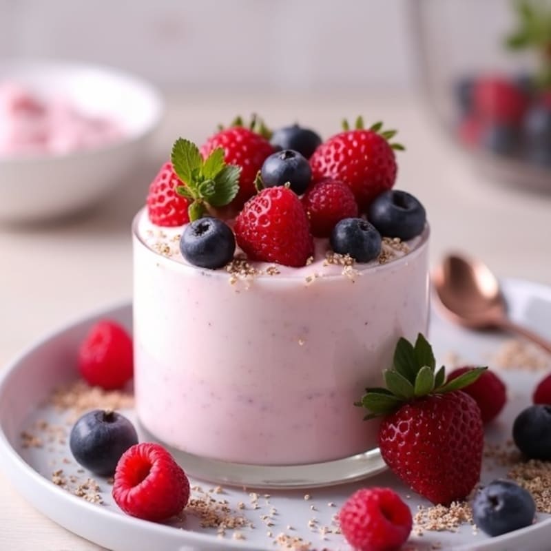 Silky Greek Yogurt Protein Pudding with Mixed Berries