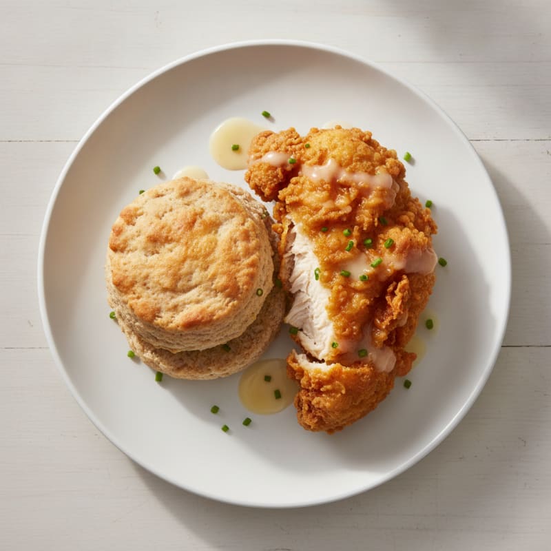 Buttermilk Fried Chicken with Flaky Biscuits